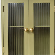 Olive Green Reeded Glass Wall Cabinet wall shelving shelf bathroom storage