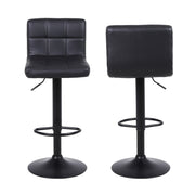3 Black Bar Stools Breakfast Chairs Faux Leather Swivel, Black Metalwork