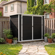 Garden Shed 7x4ft Plastic Tools Storage House with Floor & Lockable Double Doors