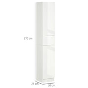 High Gloss Slimline Bathroom Tallboy Free Standing Cabinet Tall Storage Cupboard