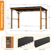 1.8x3.6m Outdoor Hardtop Grill Gazebo Steel Roof w/Side Shelf and Bottle Opener