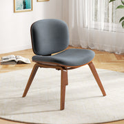 Modern Accent Chair Upholstered Side Chair with Curved Backrest-Brown