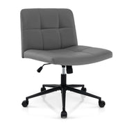 Criss Cross Chair PU Leather Upholstered Cross-legged Chair-Grey