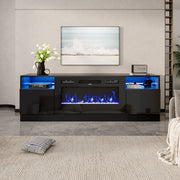 70inch Black TV Stand Cabinet Electric Fireplace Unit 12 LED Colour Fire Flame