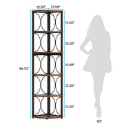 67-Inch Tall Corner Shelf 6-Tier Rustic Corner Bookshelf Bookcase for LivingRoom