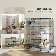 Large Cat Cage, Indoor Cat Enclosure, Four-Tier Cat Playpen with Hammock, Ramps