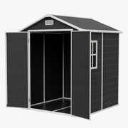 8x6 6x6 5x3 Plastic Garden Shed with Floor Window Lockable Door Wood Grain Grey