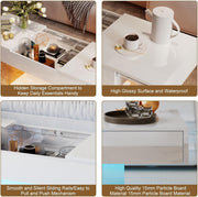 High Gloss LED Coffee Table Cocktail Center Table Modern Living Room Rectangle