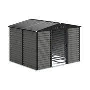 8 x10ft Garden Storage Shed with Double Sliding Door Grey Wood Effect, FREE BASE
