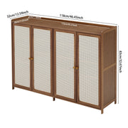 Shoe Cabinet Storage Organizer 4 Rattan Door Cupboard Footwear Stand Wooden Unit