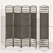 6 Panel Room Divider Folding Privacy Screen with Pine Wood Frame Refurbished