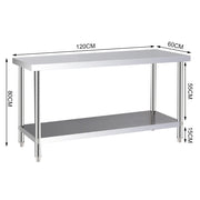 Commercial Catering Work Top Table Stainless Steel Bench Kitchen Food Storage