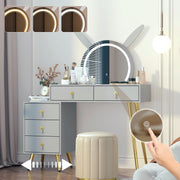 Dressing Table with LED Light Mirror Vanity Desk Makeup Table 5 Drawers Cabinet