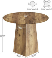 80cm Round Dining Table for 2-4, Farmhouse Small Kitchen Dinner Table with Base