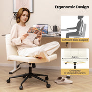 Criss Cross Chair PU Leather Upholstered Cross-legged Office Chair