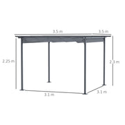 3.5x3.5M Pergola Gazebo Backyard Porch Awning Retractable Canopy Refurbished