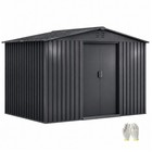 8 x 6ft Garden Storage Shed Outdoor Metal Garden Sheds with Sliding Door GREY