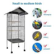 LARGE Bird Cage Rolling Metal Pet Parrot Lovebird Cage Aviary Extra StorageShelf