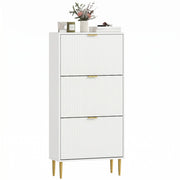 Slim Shoe Storage Cabinet with 3 Flip Drawers for Hallway, White
