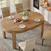 55'' Solid Wood Oval Dining Table Farmhouse Kitchen Dinner Table for 4-6 Person