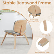 Modern Accent Chair Upholstered Side Chair with Curved Backrest-Natural