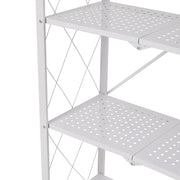 5 Tier Foldable Kitchen Metal Rack Warehouse Storage Shelving Unit With Wheels