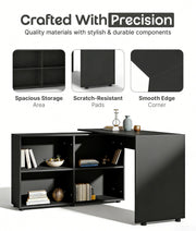 L-Shaped Corner Computer Desk Home Office Workstation with 4 Storage Shelves