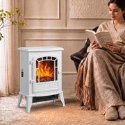 Freestanding Electric Fireplace Stove with LED Flame, 2000W, White
