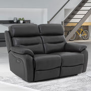 Fletcher Dark Grey Leather Power Reclining 2 Seater Sofa Power Headrest USB