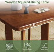 31.5-Inch Square Dining Table Modern Solid Wood Kitchen Table for 2-4 Person