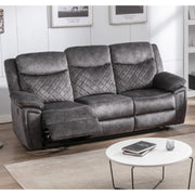 Brianna Manual Reclining Sofa Suite 3 Seater 2 Recline Grey fabric Plush Velvet