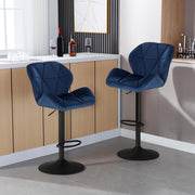 WOLTU Blue Velvet Padded Bar Stools 2PCs Bar Chairs Swivel Gas Lift w/ Backrest