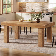 63-Inch Modern Solid Wood Dining Table Rectangular Kitchen Table for 4-6 Person