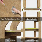 5-Tier Arch-Shaped Bookshelf, Modern Wooden Bookcase Open Display Storage Shelf