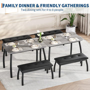 3 Piece Dining Table Set Benches Kitchen Breakfast Studio home Bar Librar Grey