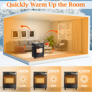 4.2Kw Portable Indoor Heater Butane Fire Calor Gas Cabinet With Regulator Hose