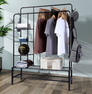 Heavy Duty Clothes Rail 120Kg Load Sturdy Clothes Rack with Shelfs & Shoe Rack