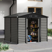 Metal Garden Shed 8X7ft Outdoor Garden Storage Shed for Tools Bike W/ Foundation