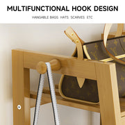Heavy Duty Wooden Hanging Clothes Garment Rail Corner Open Wardrobe Storage Rack