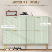 Slim Shoe Storage Cabinet with 4 Flip Drawers for Hallway, Light Green