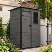 Grey Wood Effect Garden Shed Plastic Outdoor Tools House Storage Sheds -5x3FT