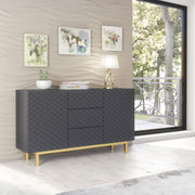 Sideboard TV Cabinet Storage Cupboard Buffet Diamond Pattern Grey Gold 140cm