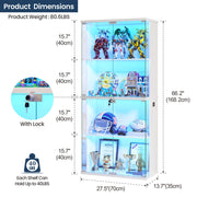 Glass Display Cabinet with Doors and LED Lights – 4-Tier Curio Storage Cabinet