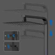 Bathroom Mixer Shower Thermostatic Dual Head Square Rainfall Handset Matte Black
