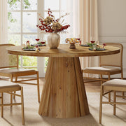 47.24 Inch Solid Wood Round Dining Table Farmhouse Kitchen Table for 4-6 People