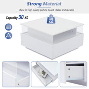 Coffee Table with LED Lights Storage Tea Table High Gloss White for Living Room