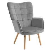 Grey Velvet Tufted Wingback Chair – Large Modern Accent