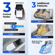 3D Smart Electric Full Body Zero Gravity Massage Chair Recliner Heating 12 Modes