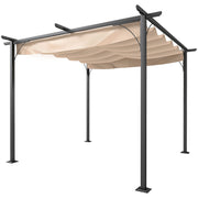 3x3m Outdoor Pergola Metal Gazebo Porch Awning Retractable Canopy