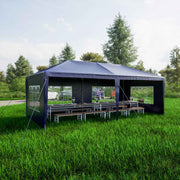 Gazebo PE 3X6M Outdoor Patio Shade Canopy Waterproof 6 Pieces Sidewalls Blue